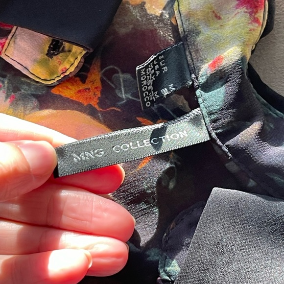 Mango MNG Collection Floral Sheer Transparent Button Down Blouse Shirt Sz Medium - Picture 4 of 7